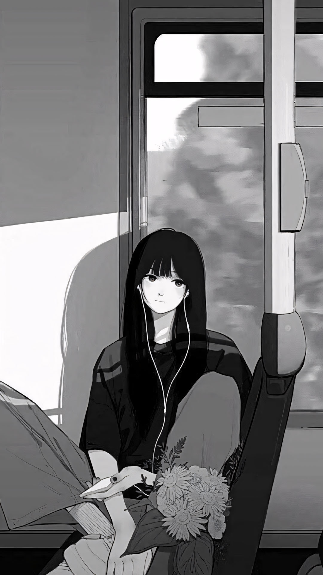 Anh anime nu trang den buon 1920px 1080px full hd 3