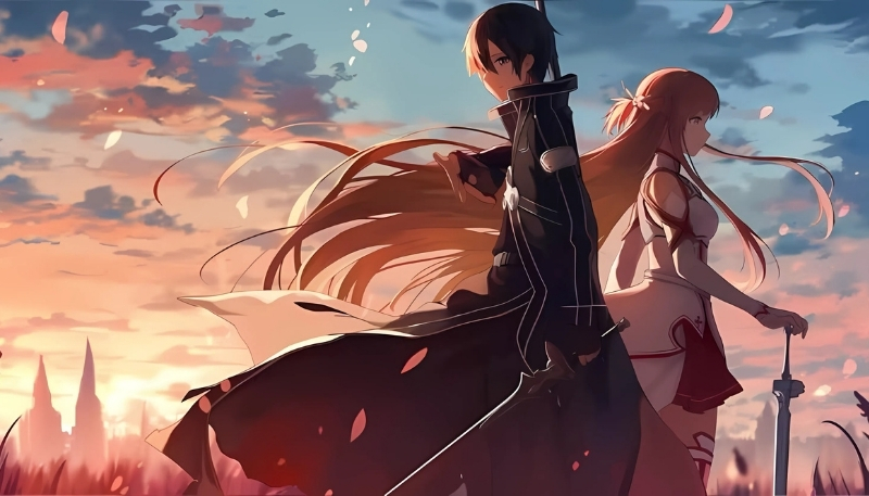 Ảnh nền máy tính Kirito và Asuna lung linh