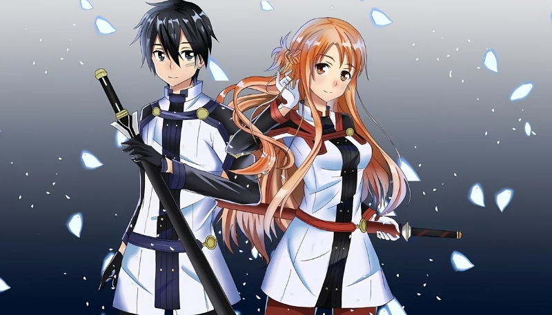 Ảnh nền máy tính Kirito và Asuna tình yêu