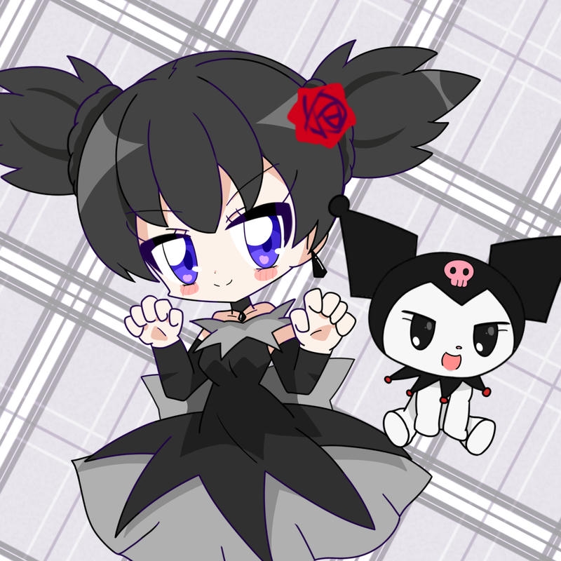 Chibi Kuromi váy đen xòe rộng mắt long lanh đáng yêu