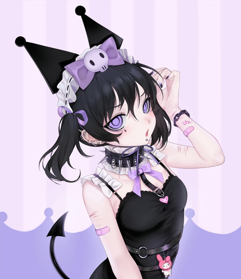 Ảnh kuromi anime cô gái có đuôi quỷ nhỏ tinh nghịch