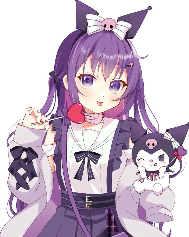 Kuromi mặc váy hầu gái tím trắng dễ thương lạc lối