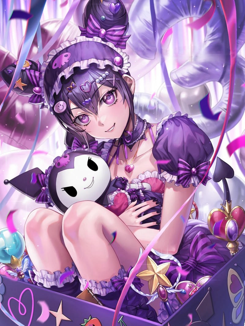 Ngồi giữa rừng gấu bông Kuromi tím ngập tràn hạnh phúc