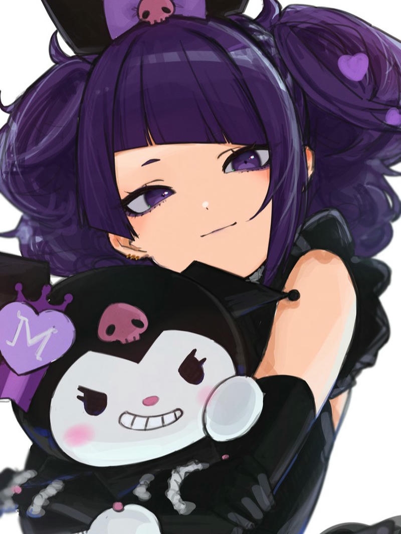 Ôm gấu bông Kuromi khổng lồ biểu cảm hạnh phúc vui