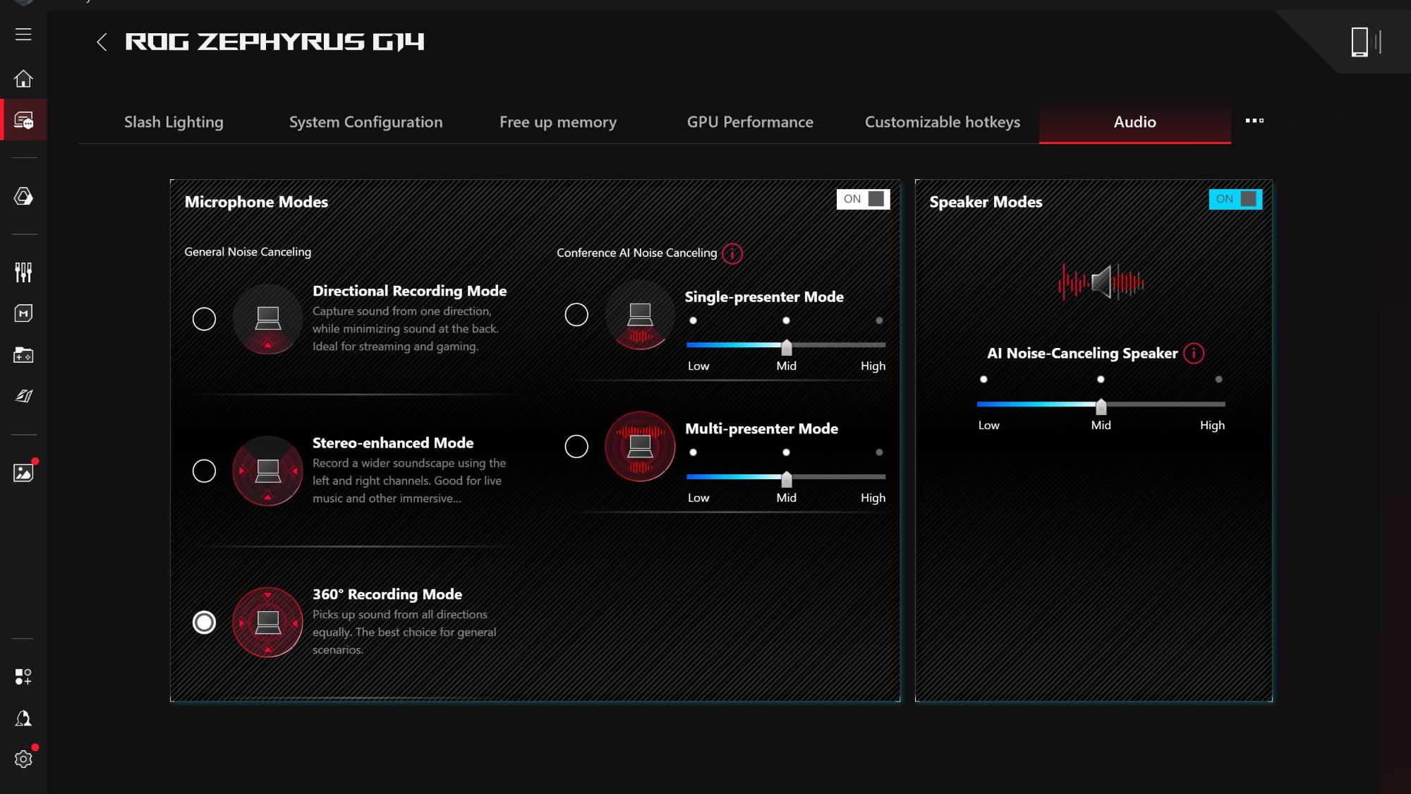 Một người phụ nữ đeo tai nghe ROG ngồi trước laptop ROG Strix