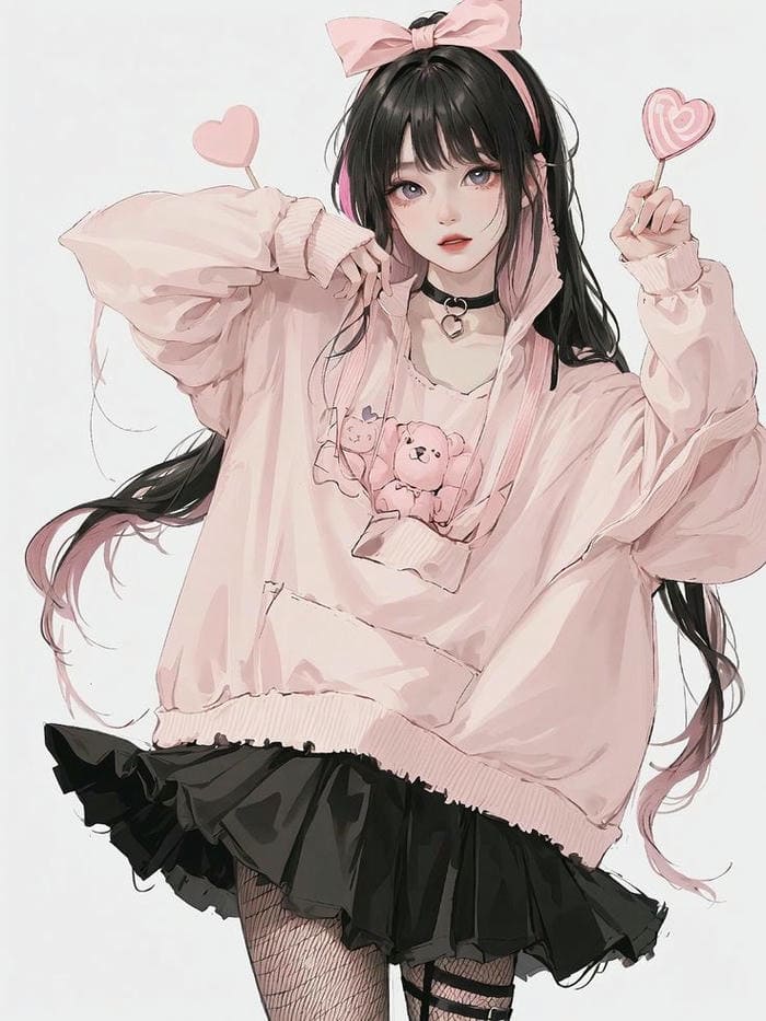 Ảnh anime gái xinh mặc váy ngắn đen - Quá ư là xinh!