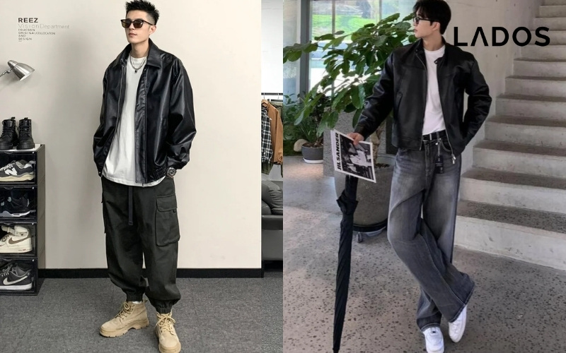 Mix ao jacket cung voi ao T shirt nam