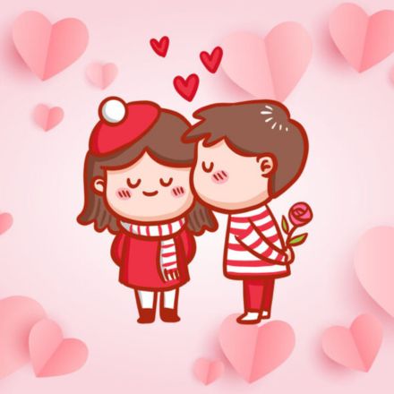 Avatar dễ thương về tình yêu hôn má người yêu