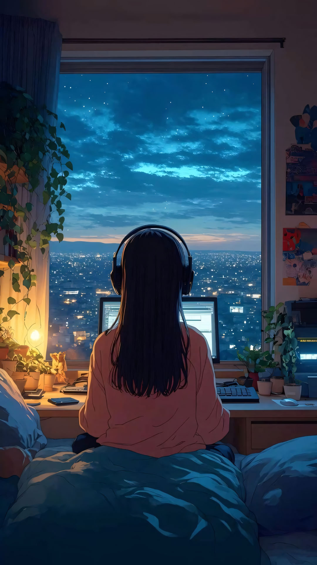 Hinh nen anh co gai buon quay lung anime 1920px 1080px full hd 5 1