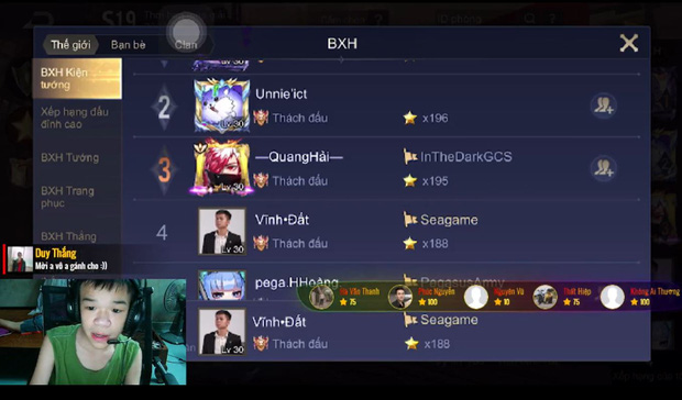 Tài khoản 'Đất' xếp Top 4 trên bảng xếp hạng.