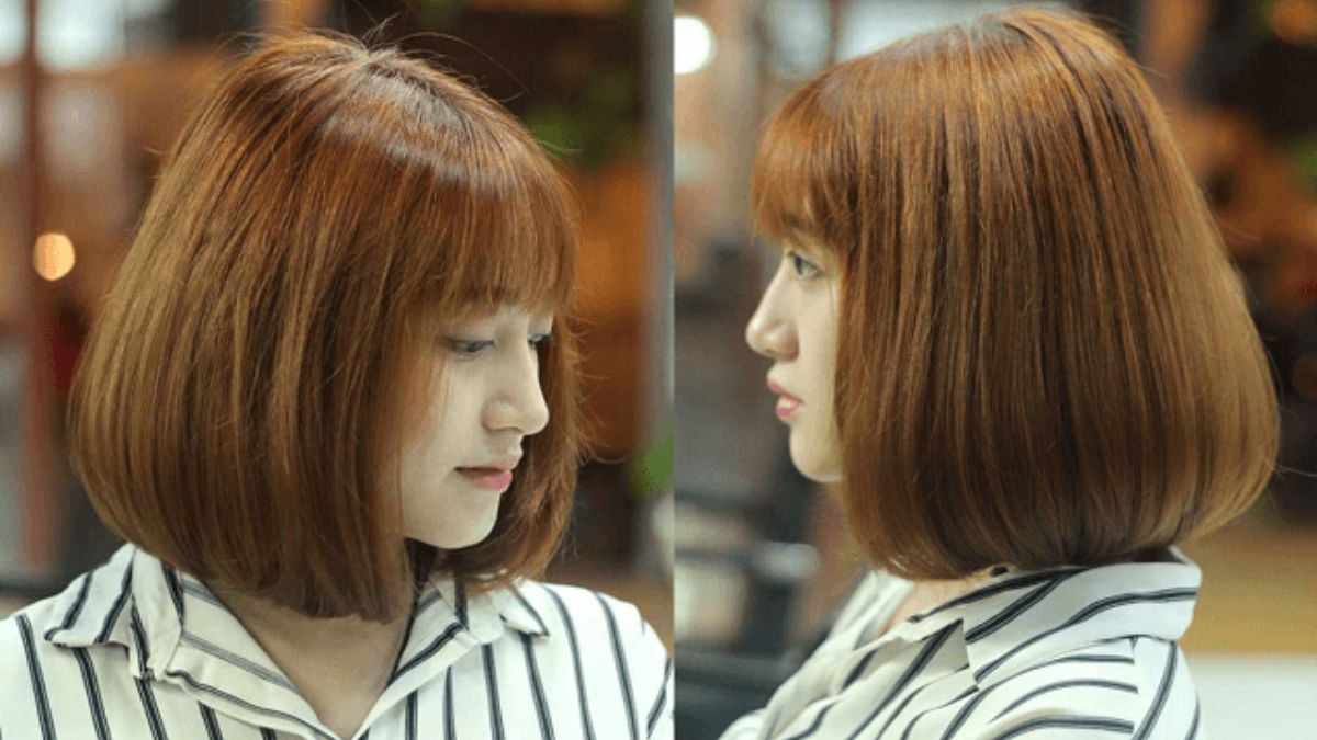 Tóc ngang vai duỗi phồng