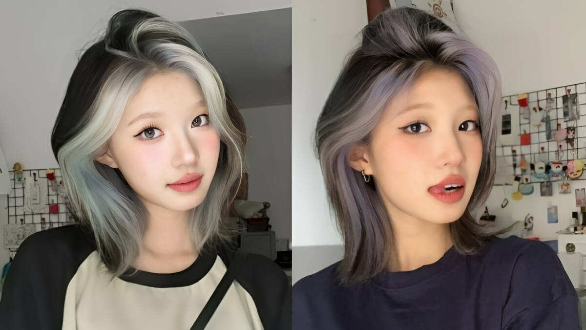 Tóc ngang vai nhuộm highlight