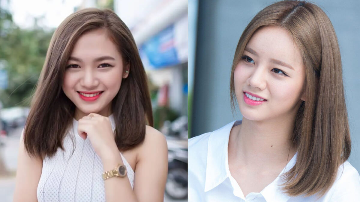 Tóc ngang vai duỗi thẳng