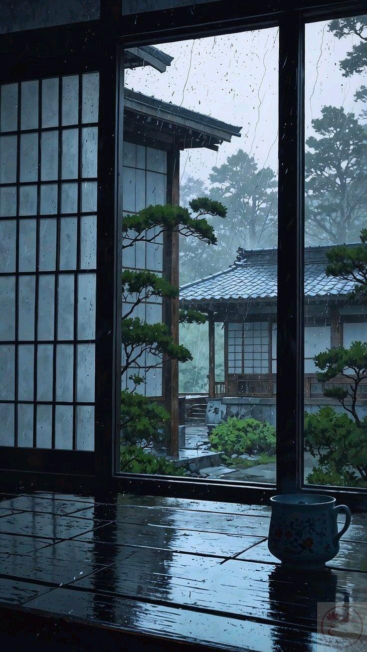 Hình nền mưa tạo cảm giác thư giãn giúp tâm trí thêm phần an yên