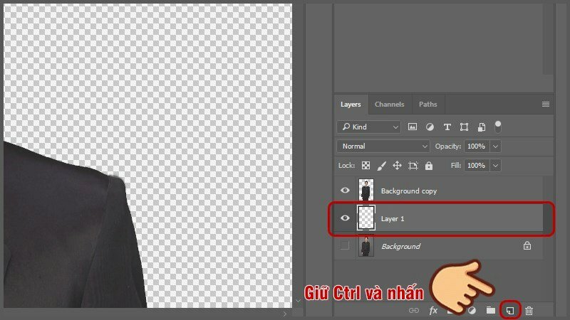 Tạo một layer mới bên dưới layer đối tượng vừa được cắt