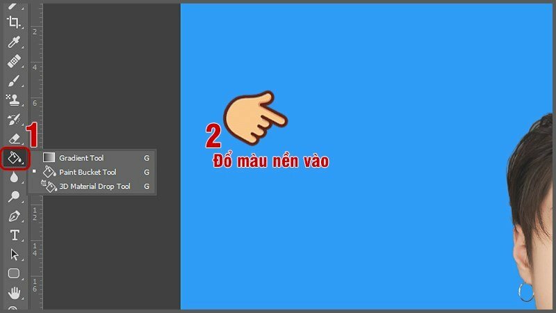 Đổ màu nền xanh vào layer trống