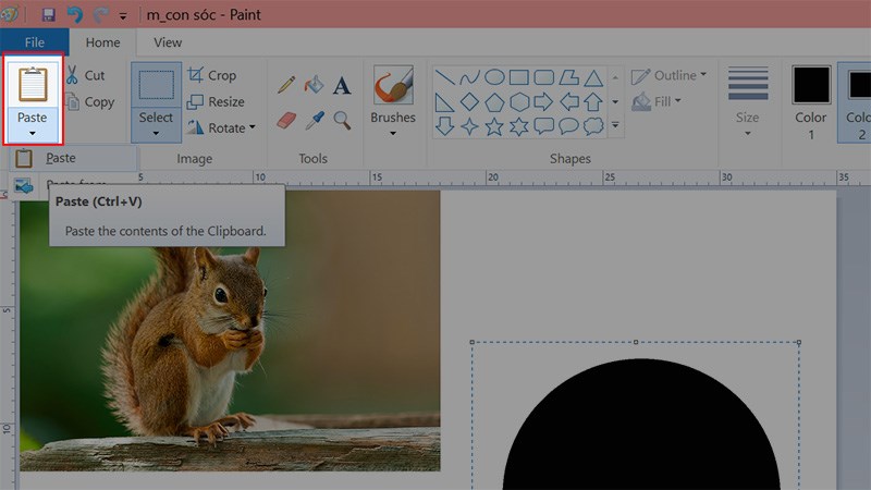 Chọn Paste hoặc nhấn tổ hợp phím Ctrl + V