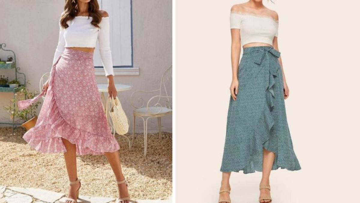 phối đồ với chân váy hoa nhí