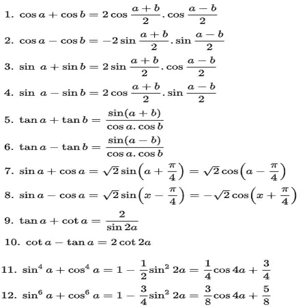 Công thức biến tổng thành tích