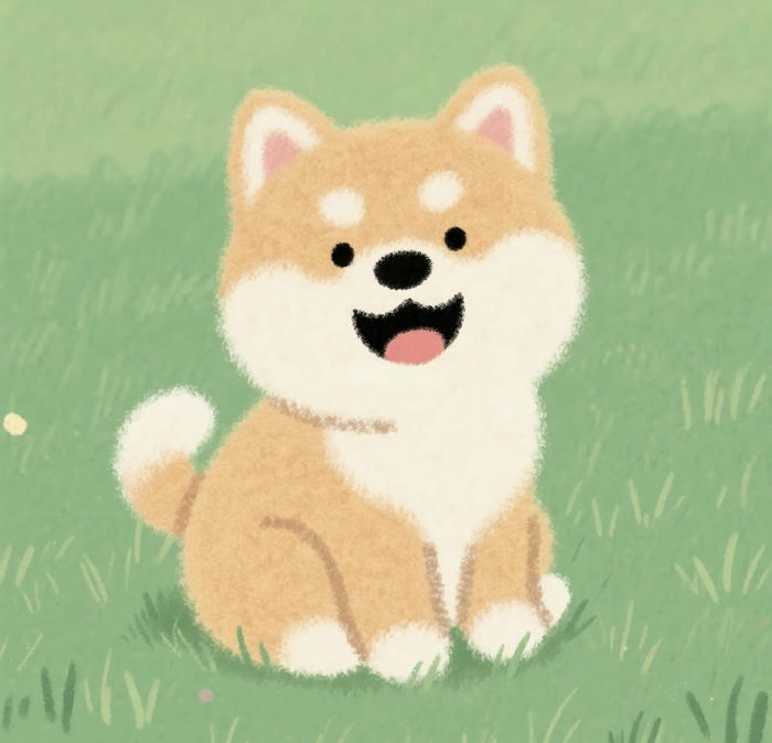 Con chó chibi dáng tròn ở vườn