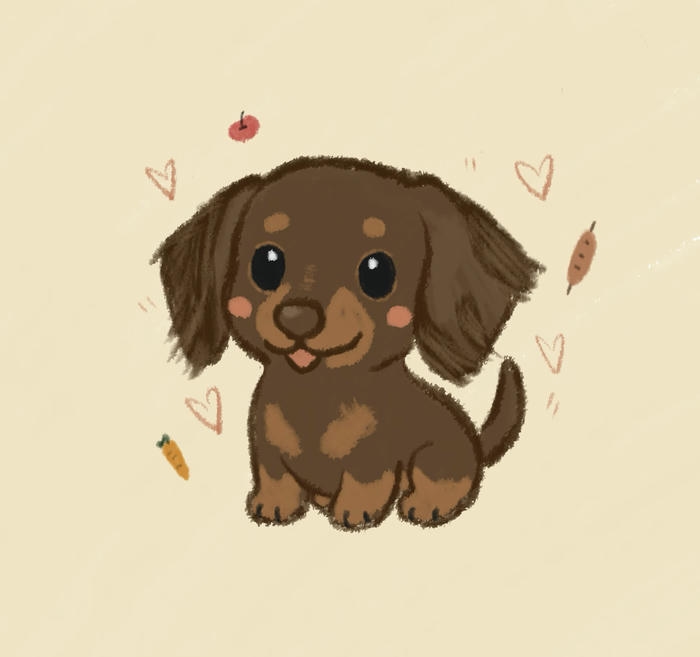 Chó chibi đứng yên màu nâu đậm