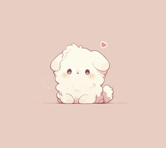 Con chó chibi trắng nền hồng