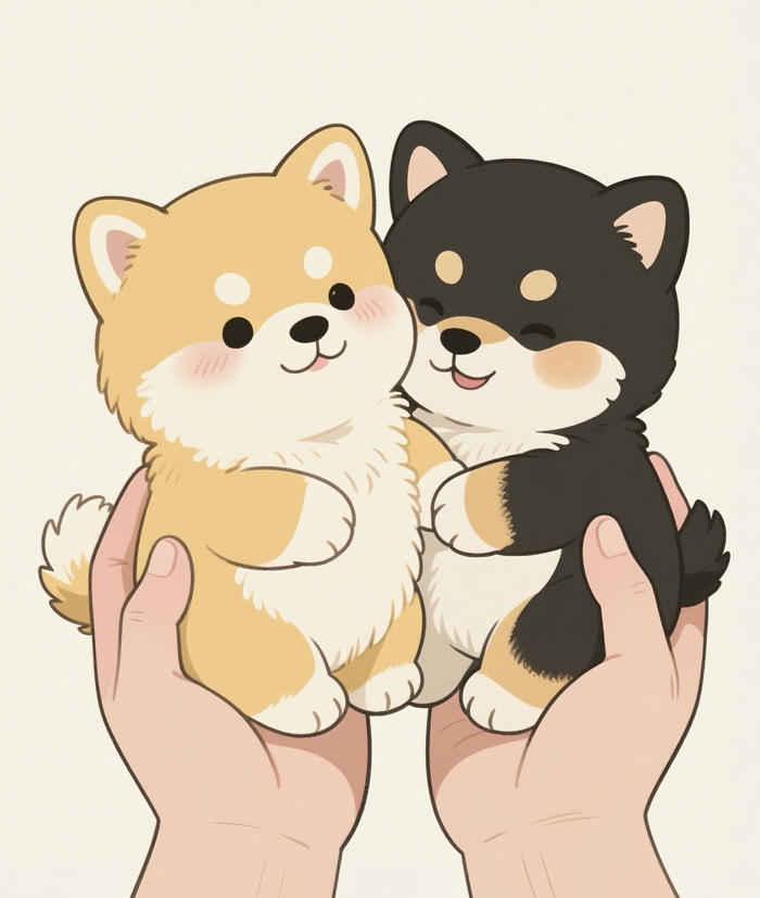 Chibi 2 con chó bé con cute