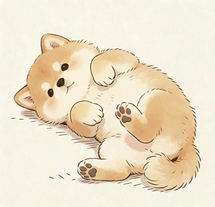 Ảnh cute con chó chibi nằm rất ngoan