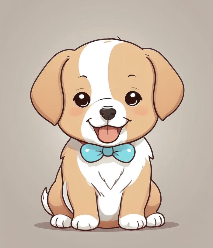 Hình con chó chibi dáng yên thè lưỡi