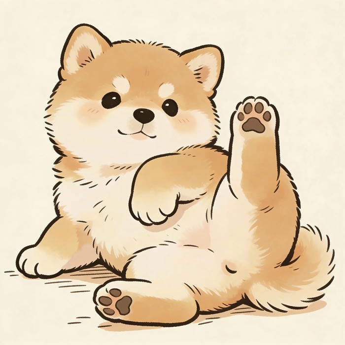 Ảnh cute con chó chibi nằm khoe mông