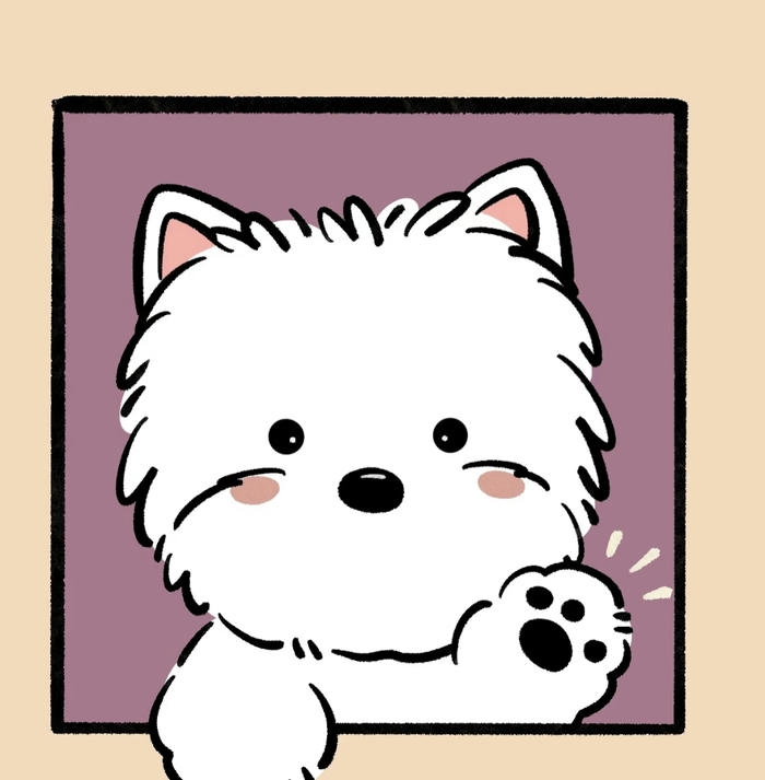 Hình chó chibi vẫy tay chào