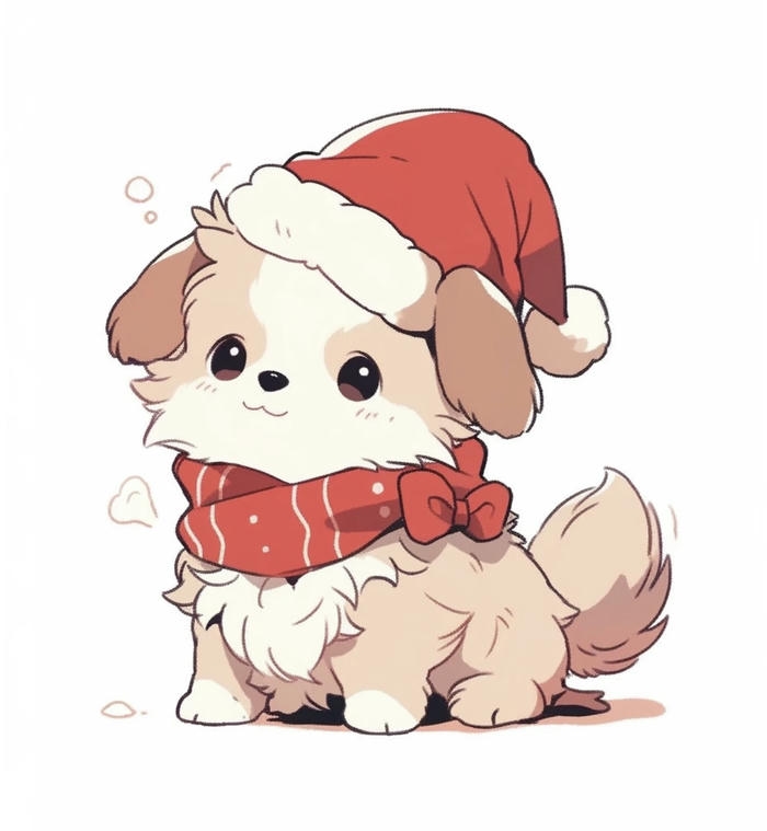 Hình con chó chibi mùa giáng sinh