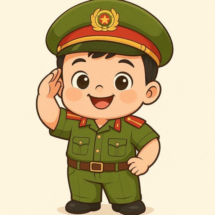 Chibi công an dễ thương mỉm cười chào rất thân thiện