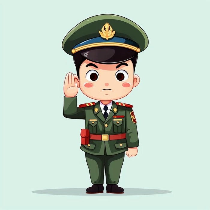Chibi công an dễ thương đứng thẳng chỉnh tề trang phục
