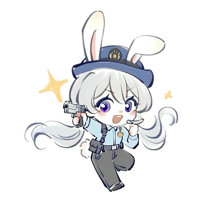 Avatar công an chibi cô bé tai thỏ chạy nhanh