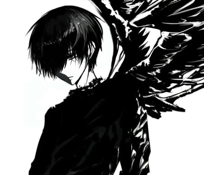 hình ảnh anime nam trắng đen ánh mắt tĩnh