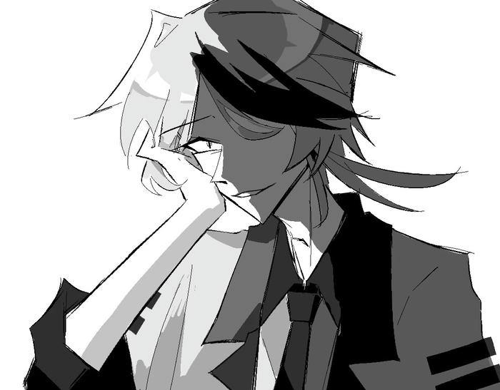 ảnh anime nam trắng đen mảng sáng