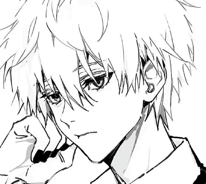 hình anime nam trắng đen tóc ngắn