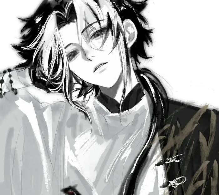 ảnh anime nam trắng đen thân trên ngầu