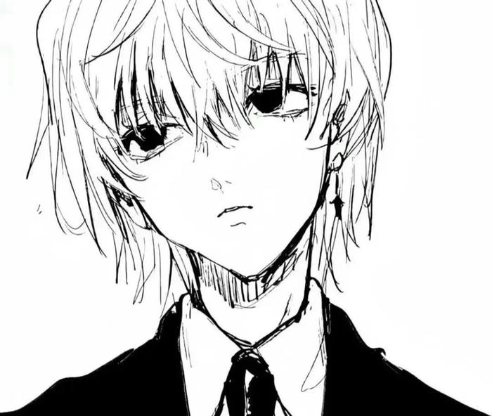 hình anime nam trắng đen đường cong mặt