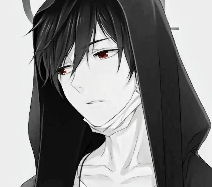 hình anime nam trắng đen gương mặt đẹp