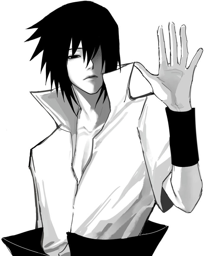 hình anime nam trắng đen dáng gầy