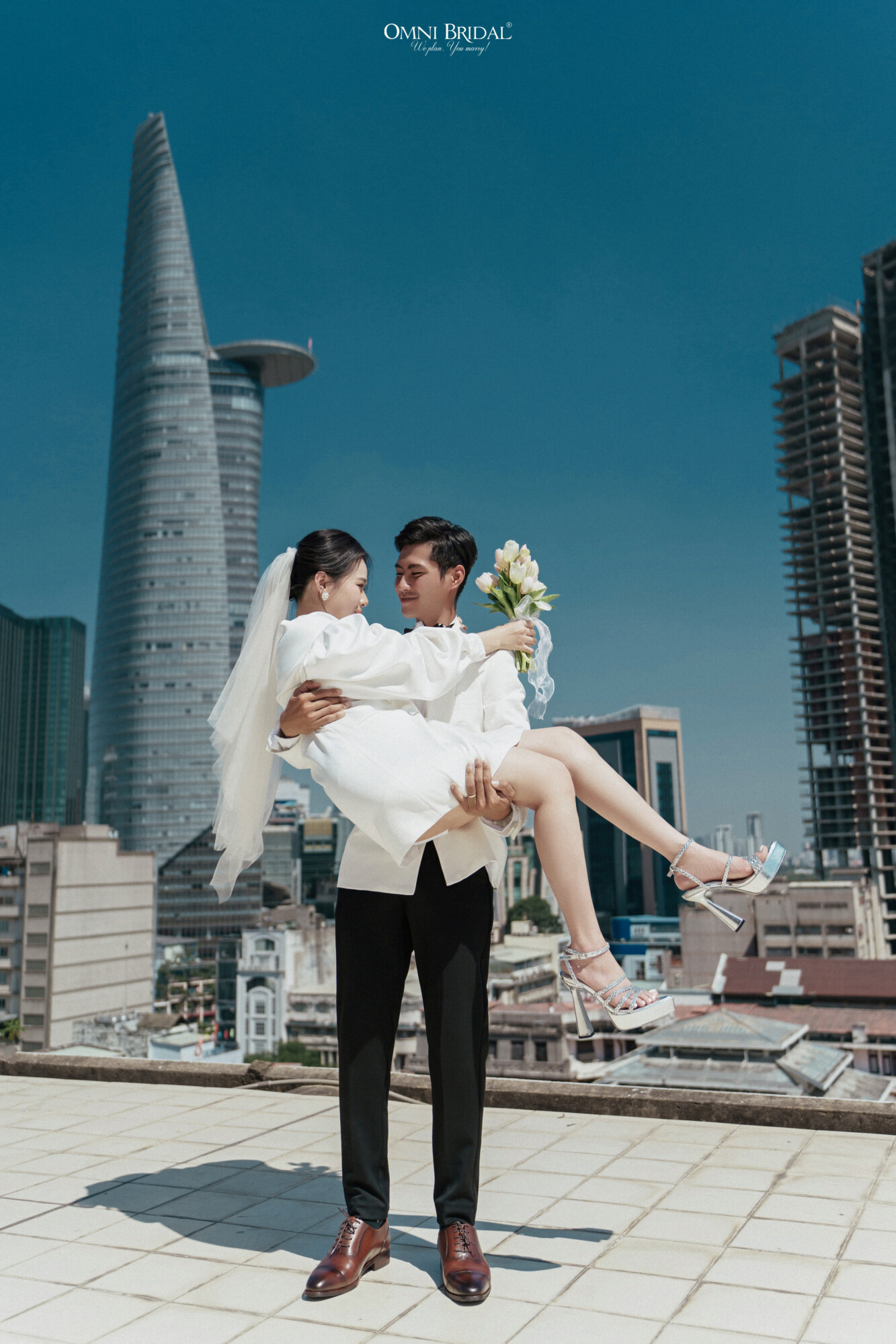 Giày cưới Platform xám bạc