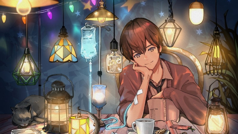 Anime nam cùng trang phục biển cả xanh mát