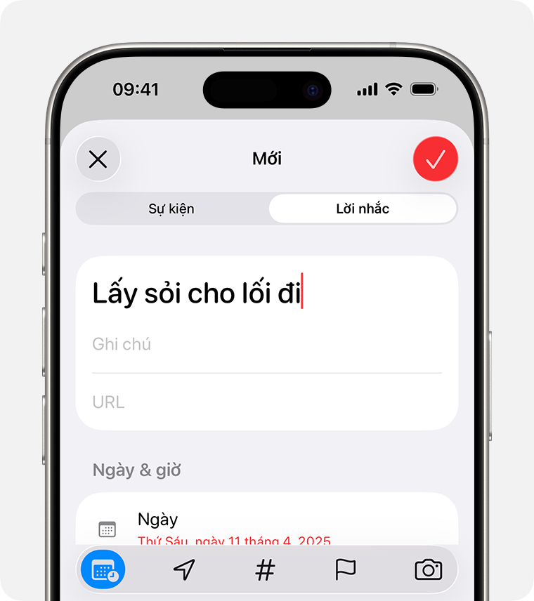 Trong iOS 26, bạn có thể tạo lời nhắc trực tiếp từ ứng dụng Lịch.
