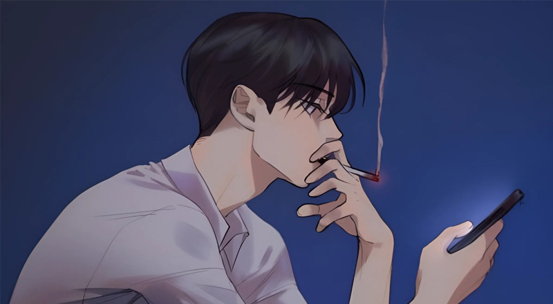 Ảnh anime buồn hút thuốc thể hiện sự cô đơn
