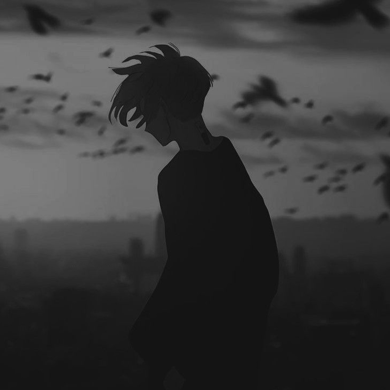 Ảnh anime buồn màu đen thể hiện sự u buồn, lạnh lẽo