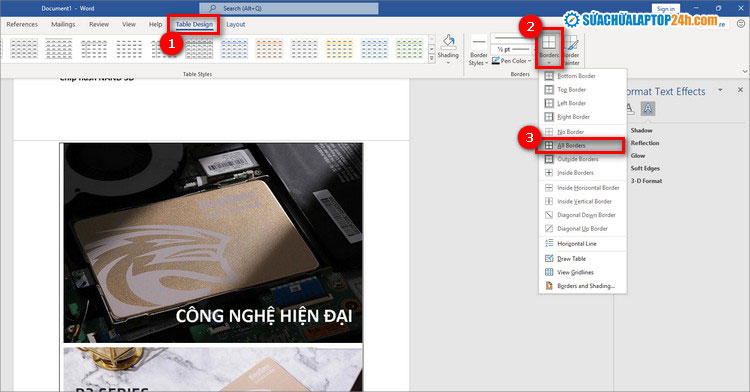 Thực hiện các bước như hình để viền khung ảnh
