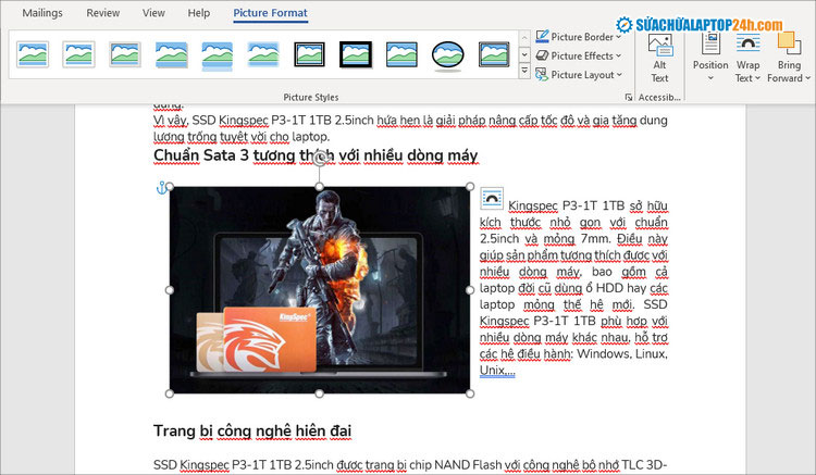Chữ sẽ chỉ xuất hiện bên phải khi chọn Right only