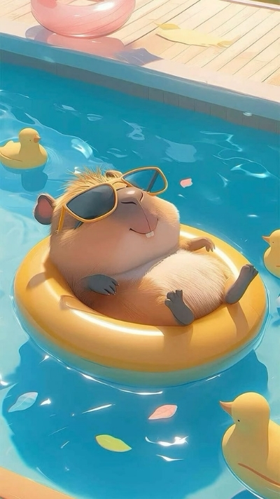 anh nen capybara chay nuoc mui tat nhien